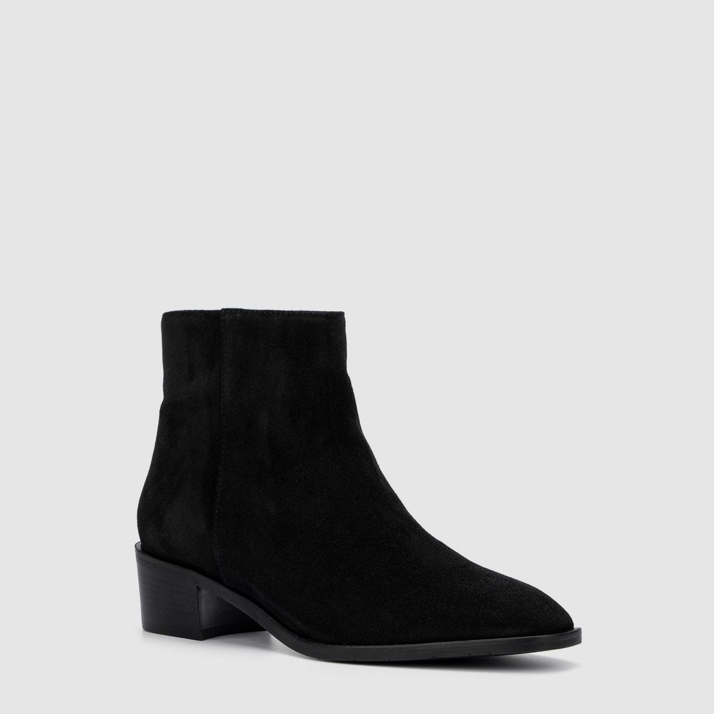 Reeta ankle boot in black suede with a low heel, alternate view