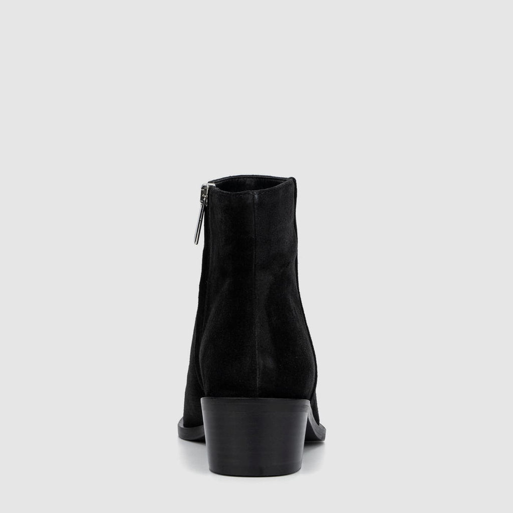 Reeta ankle boot in black suede with a low heel, alternate view