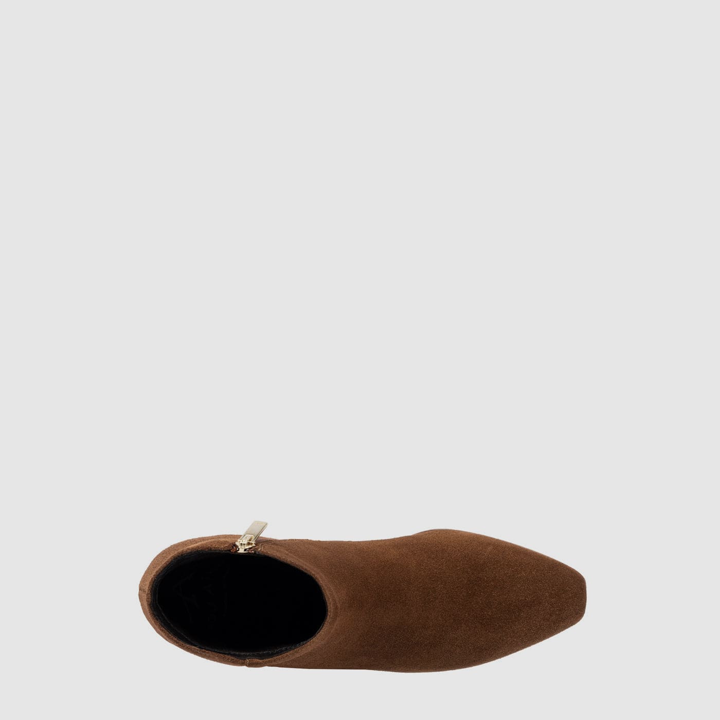 Fuoco ankle boot in brandy suede with a stacked heel, alternate view