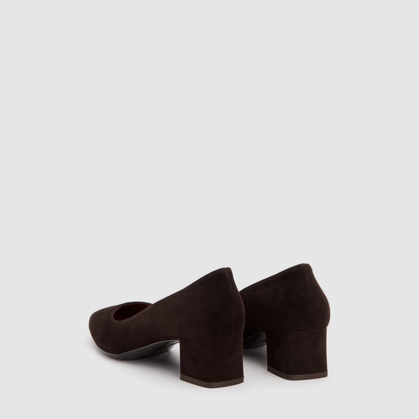 Pasha pump in espresso suede with a covered heel, alternate view