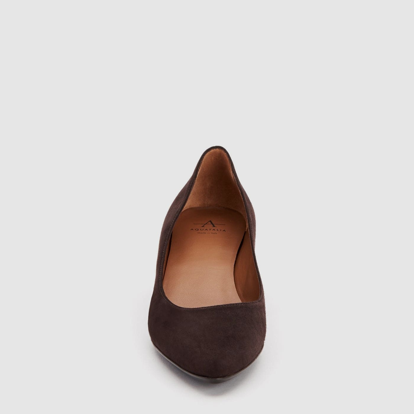 Pasha pump in espresso suede with a covered heel, alternate view
