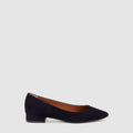 Penina low heel in navy suede with a pointed toe