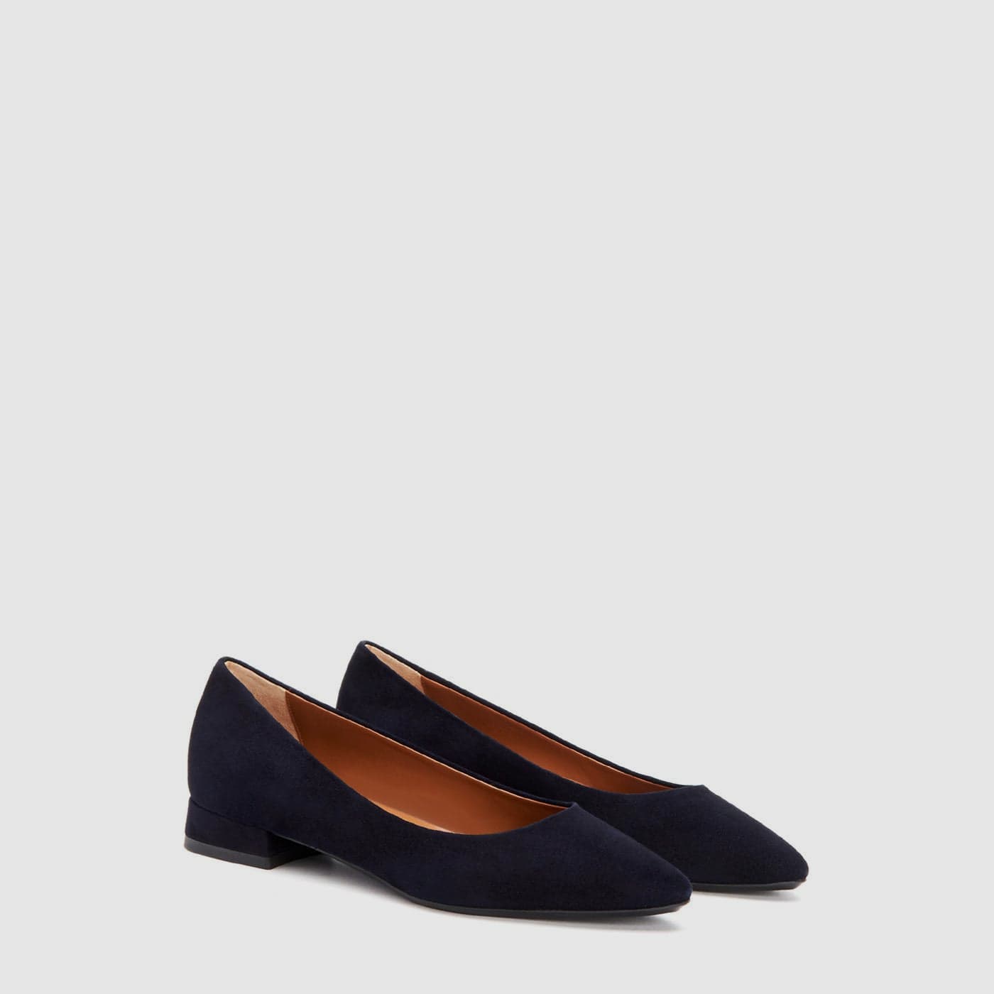 Penina low heel in navy suede with a pointed toe, alternate view