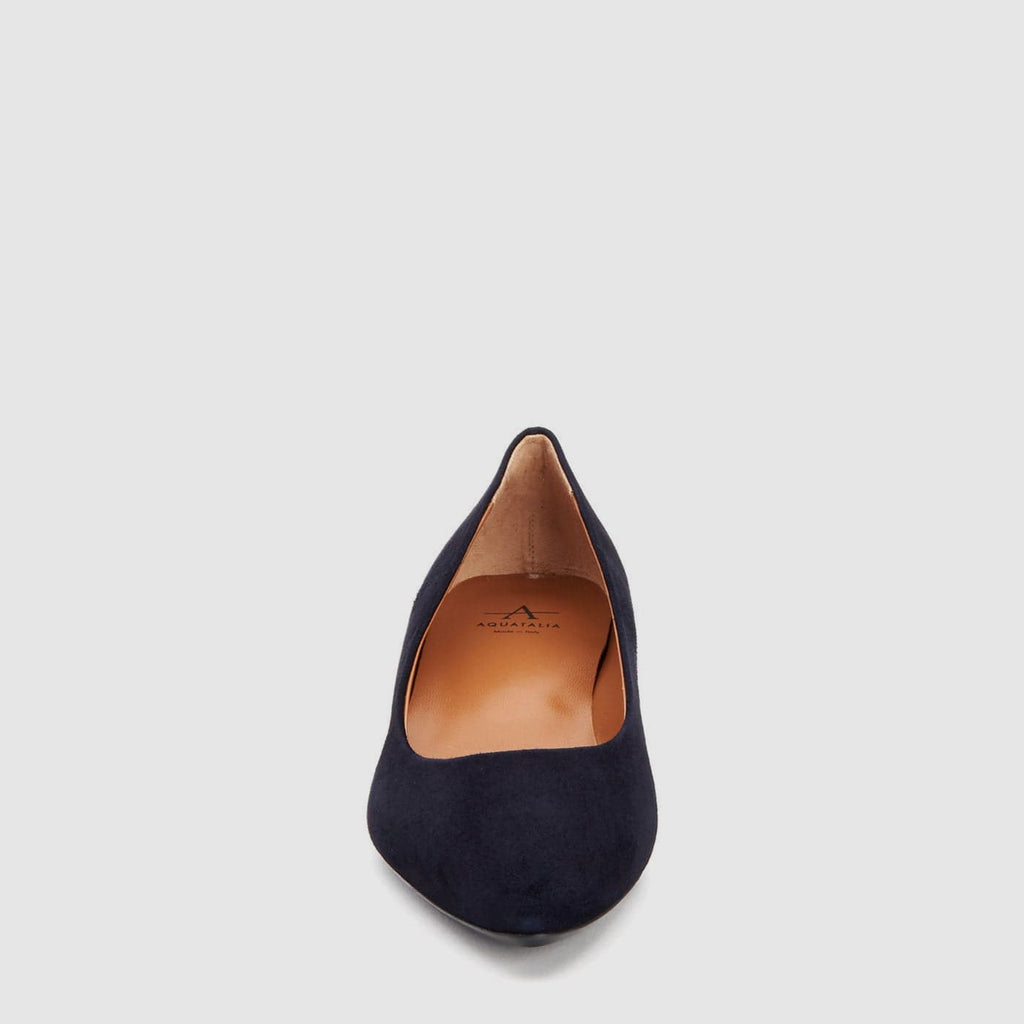 Penina low heel in navy suede with a pointed toe, alternate view