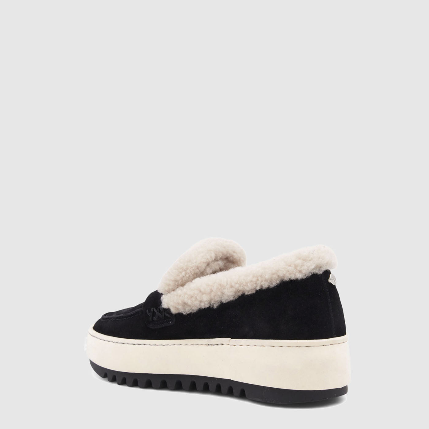 Amelia loafer sneaker in black suede with penny slots, alternate view