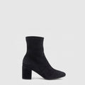 Demetra ankle boot in black suede with a square toe