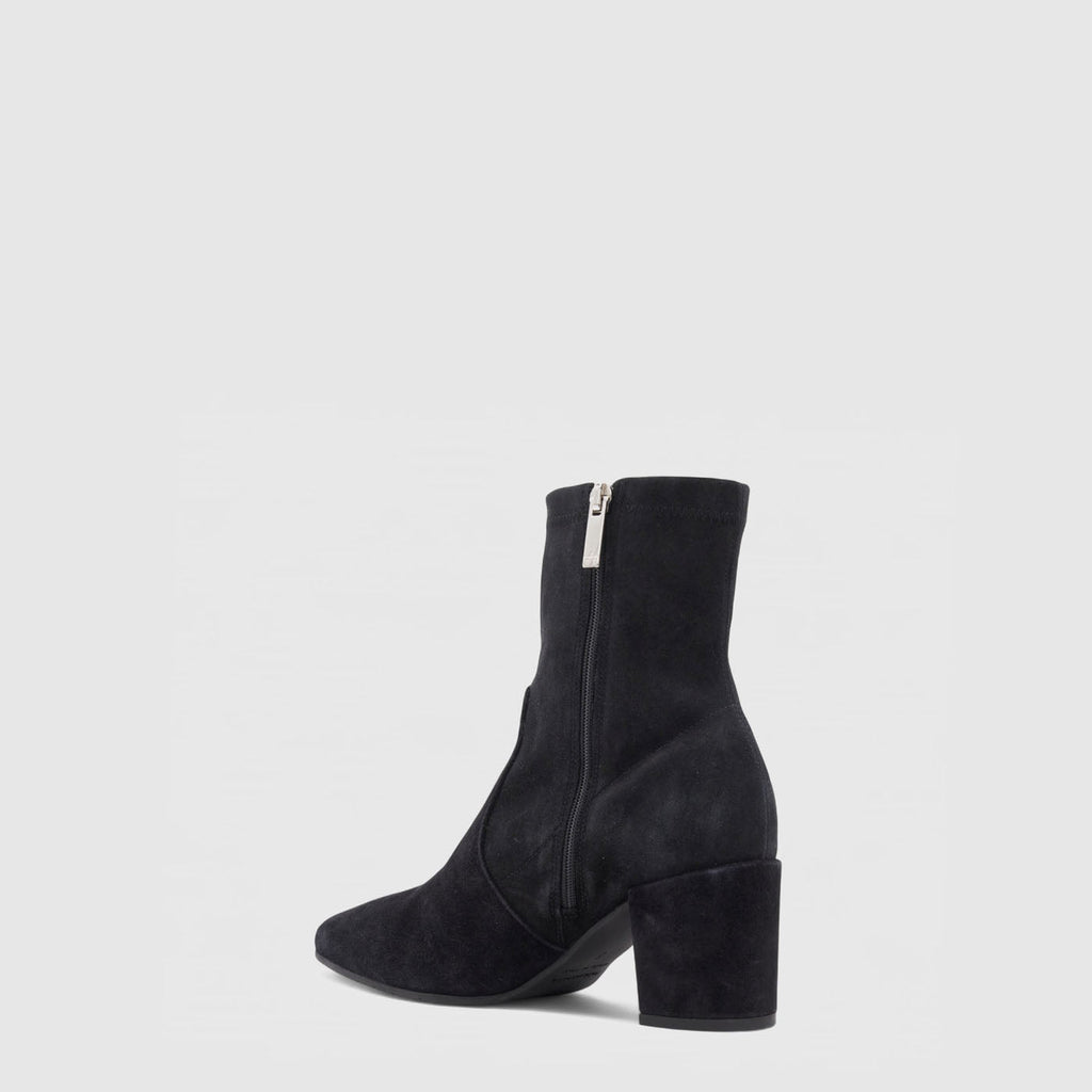 Demetra ankle boot in black suede with a square toe, alternate view