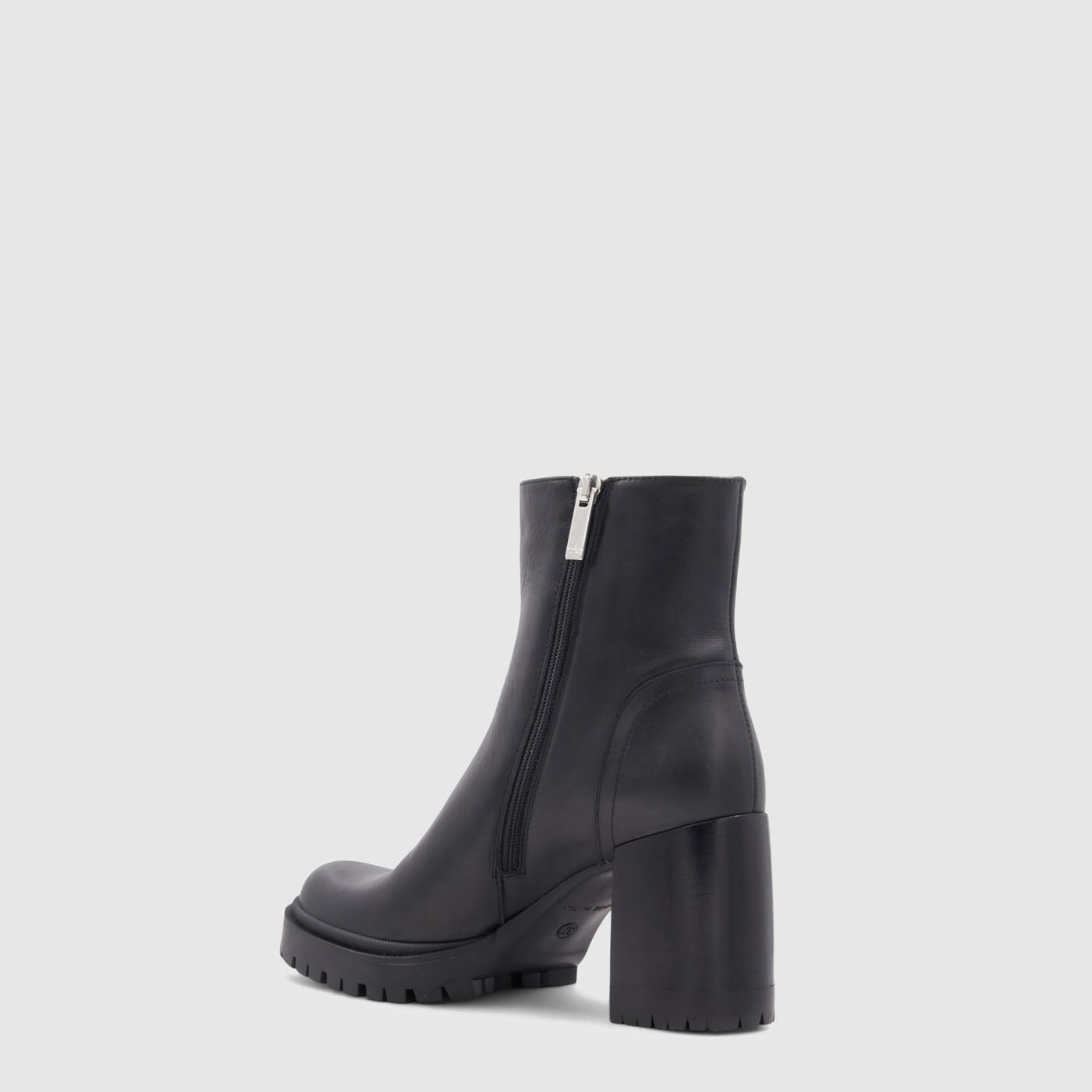 Emma ankle boot in black calf leather with an outside zipper, alternate view
