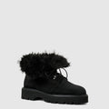 Eva ankle boot in black suede with a roll-over cuff