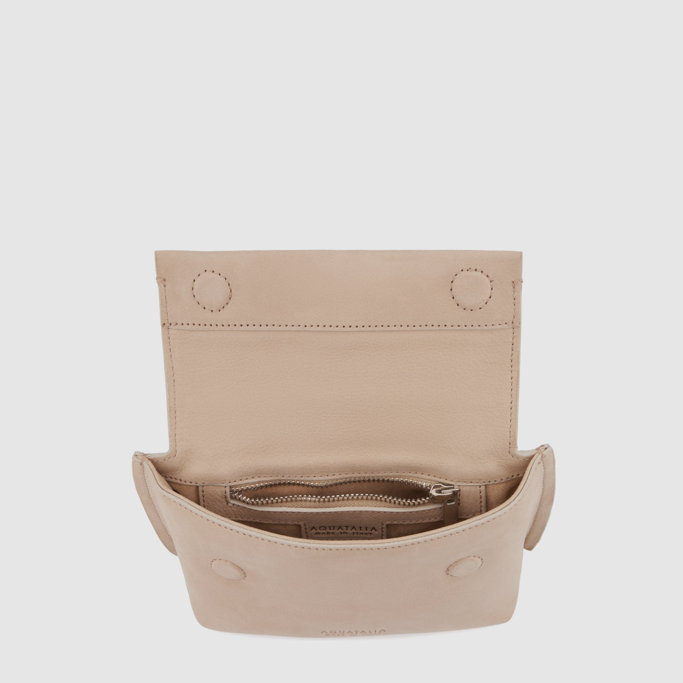 Soho crossbody bag in taupe naplak with an adjustable strap, alternate view