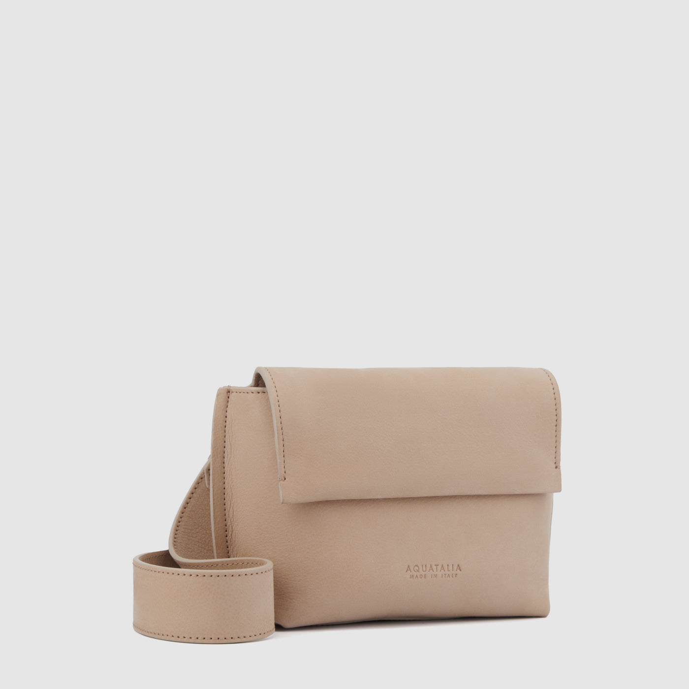 Soho crossbody bag in taupe naplak with an adjustable strap, alternate view