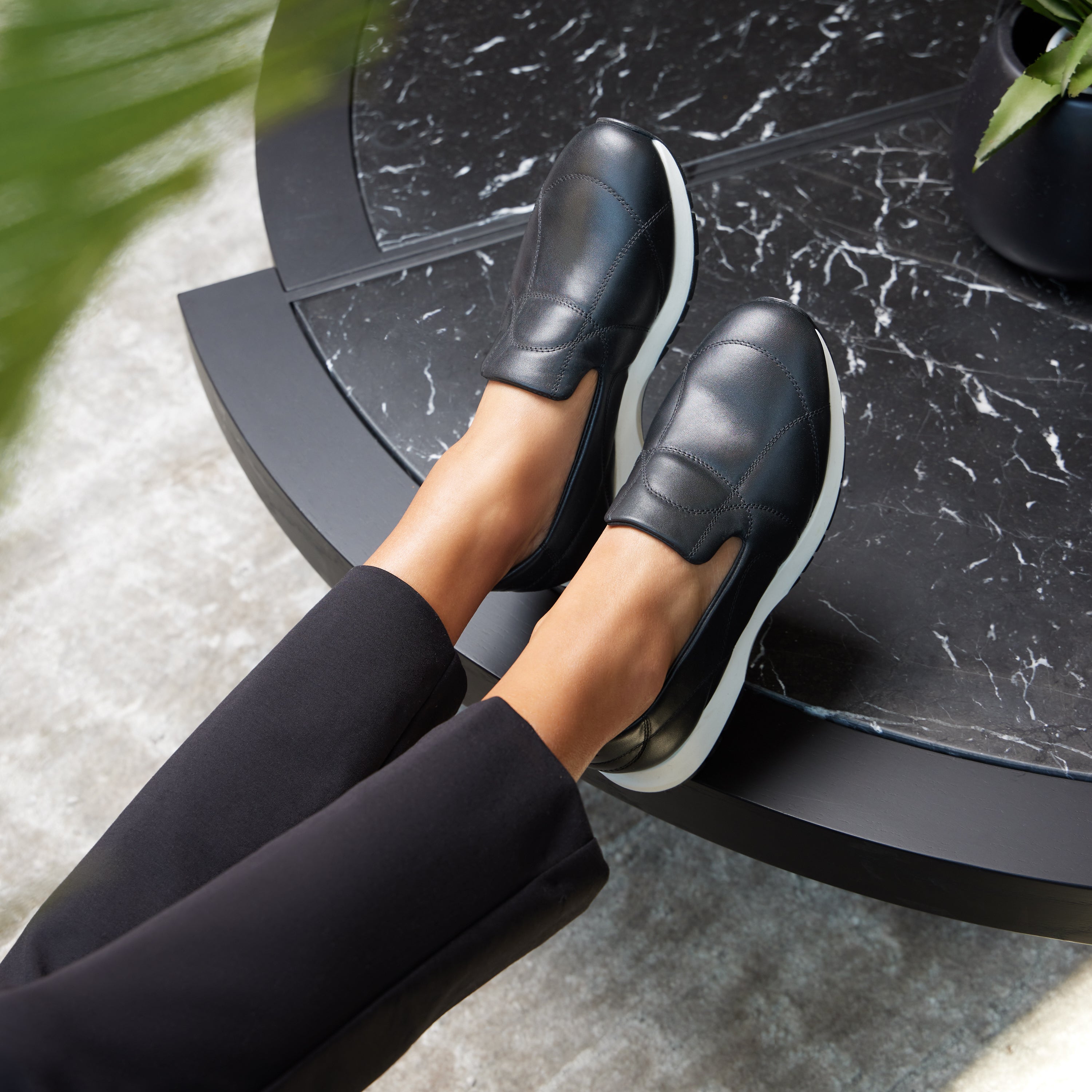 Katya slip-on sneaker in black quilted nappa leather, alternate view