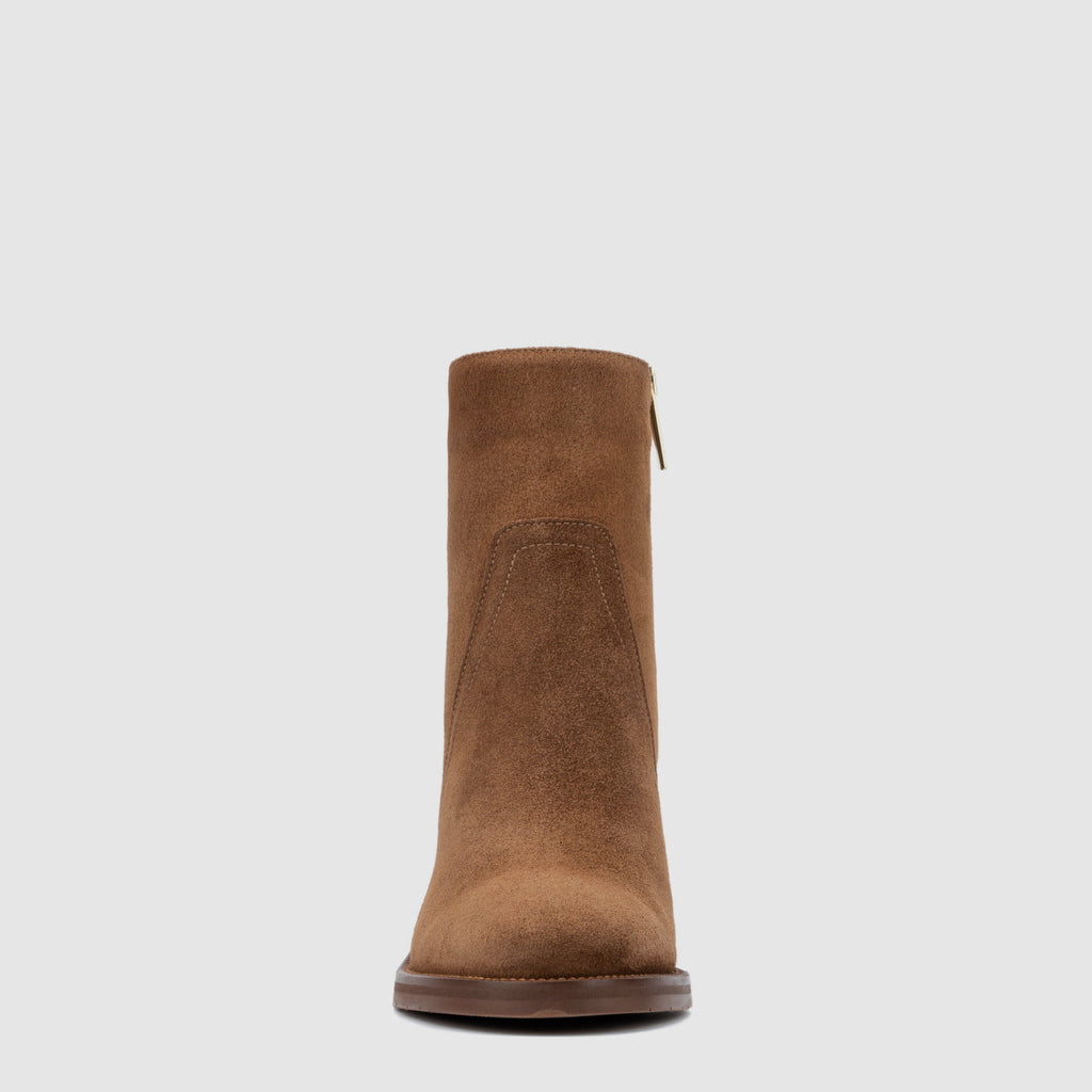 Janella ankle boot in brandy suede with stitched detailing, alternate view