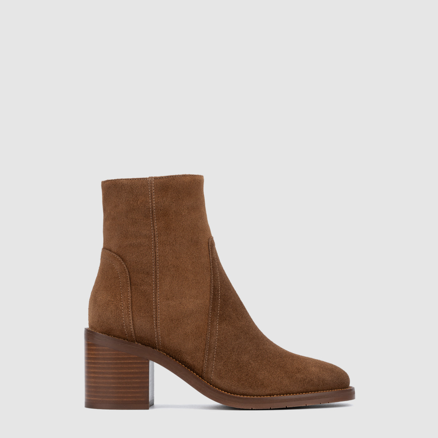Janella ankle boot in brandy suede with stitched detailing