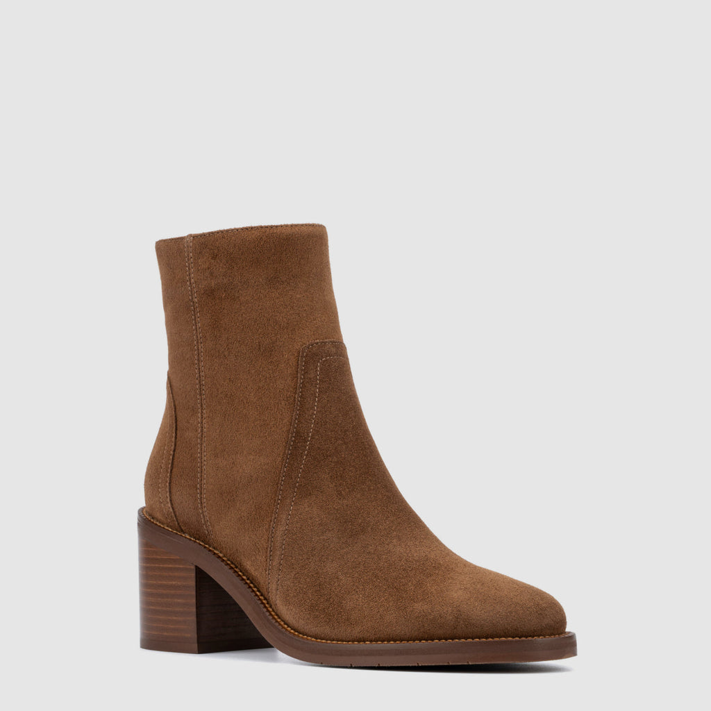 Janella ankle boot in brandy suede with stitched detailing, alternate view