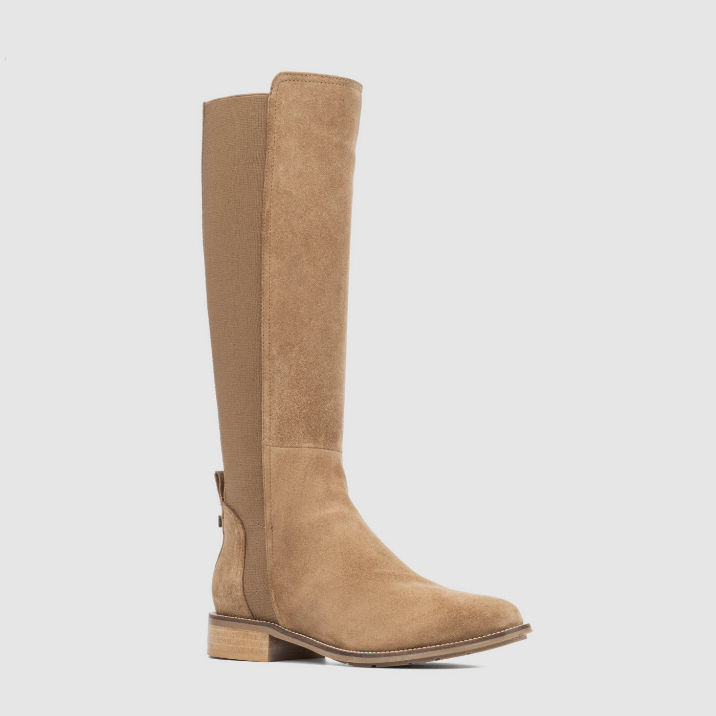 Nolita knee high boot in champagne suede with stud details, alternate view