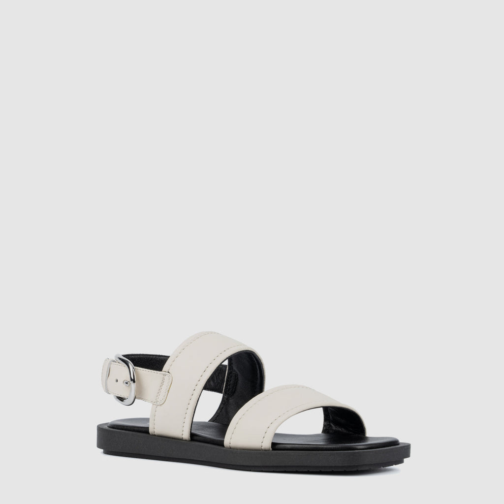 Joni sandal in eggshell suede with an adjustable buckle, alternate view