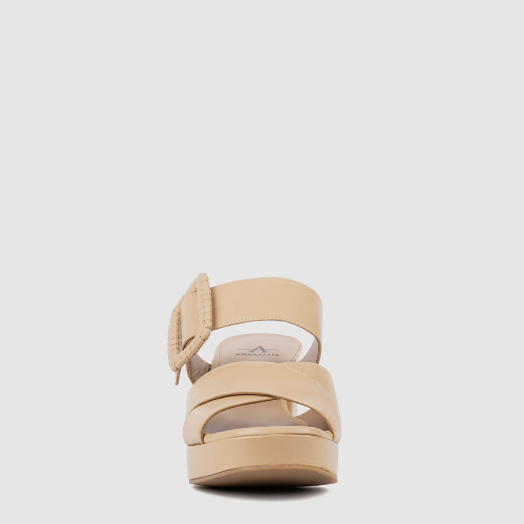 Maurina sandal in almond dress suede with a covered heel, alternate view