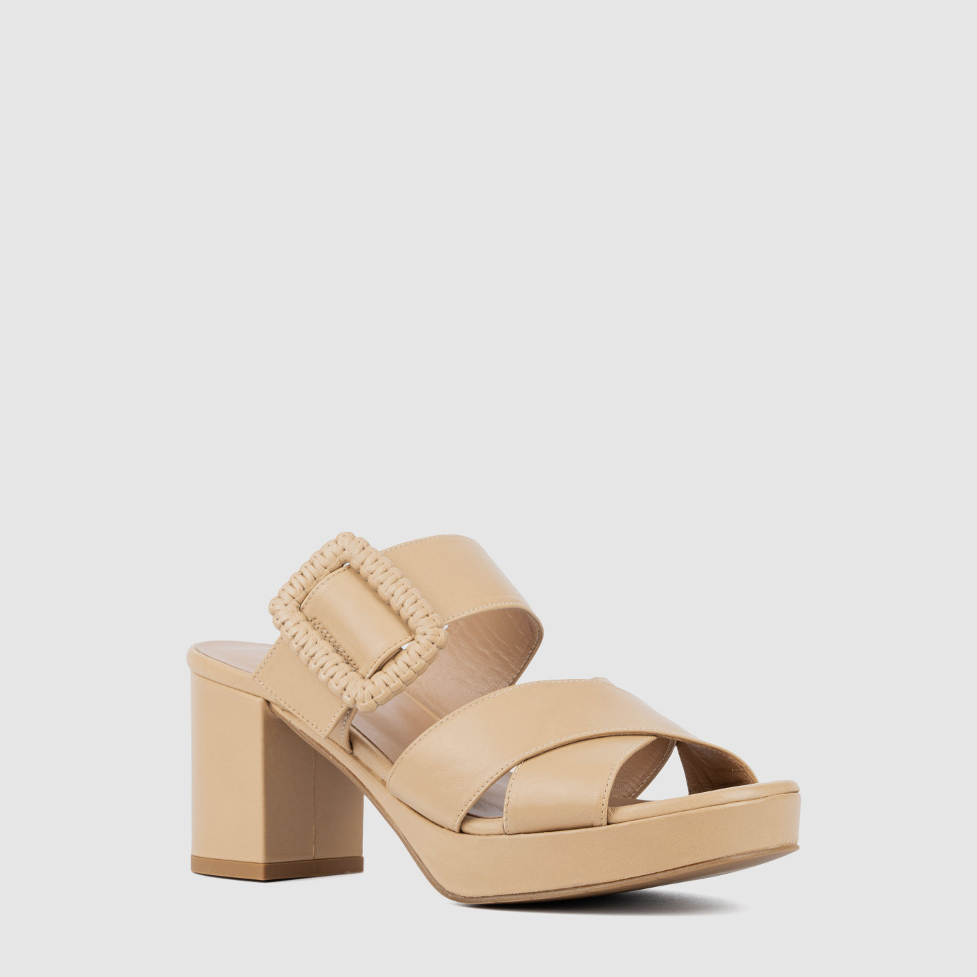 Maurina sandal in almond dress suede with a covered heel, alternate view