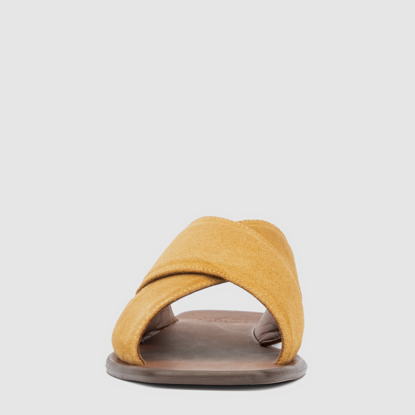Britt slide sandal in wheat suede with crossover straps, alternate view