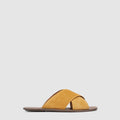 Britt slide sandal in wheat suede with crossover straps