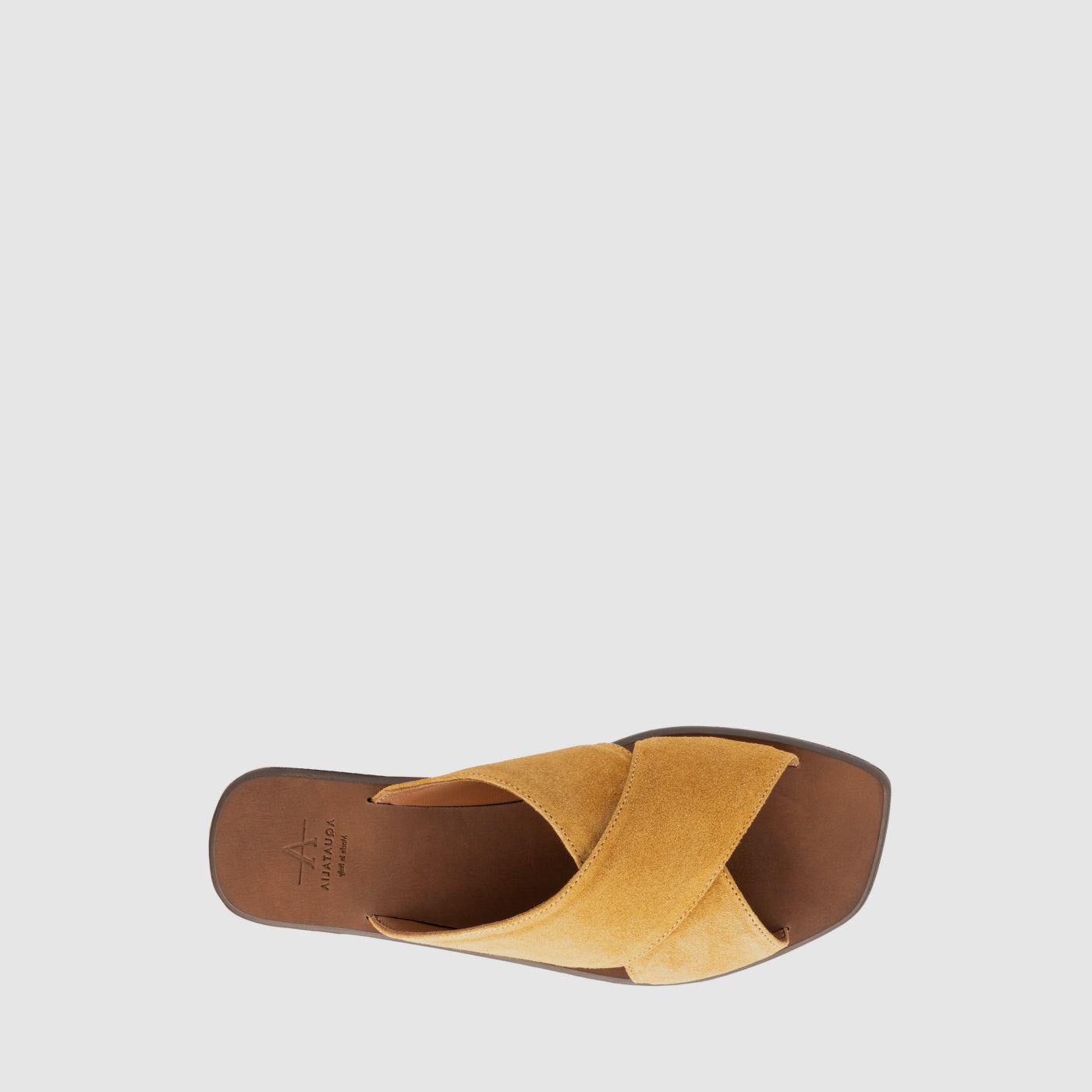 Britt slide sandal in wheat suede with crossover straps, alternate view