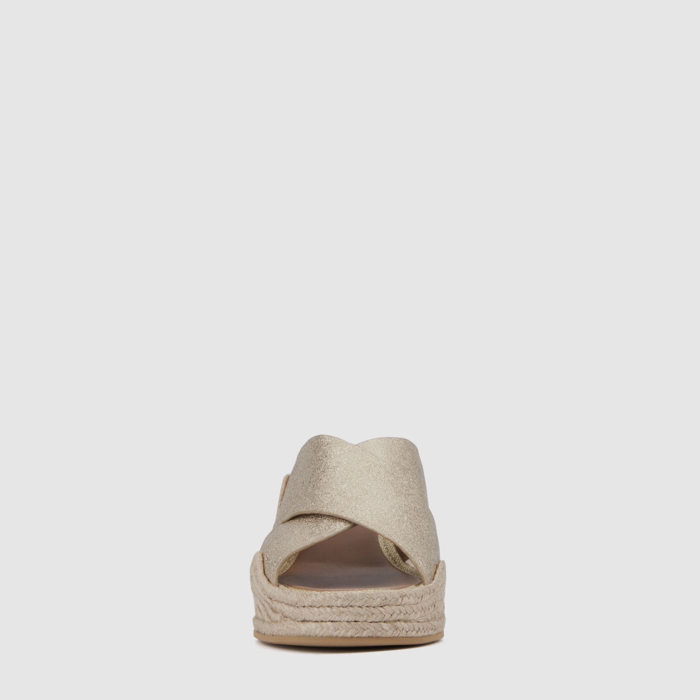 Marina espadrille wedge slide in platino leather, alternate view