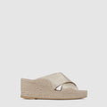 Marina espadrille wedge slide in platino leather