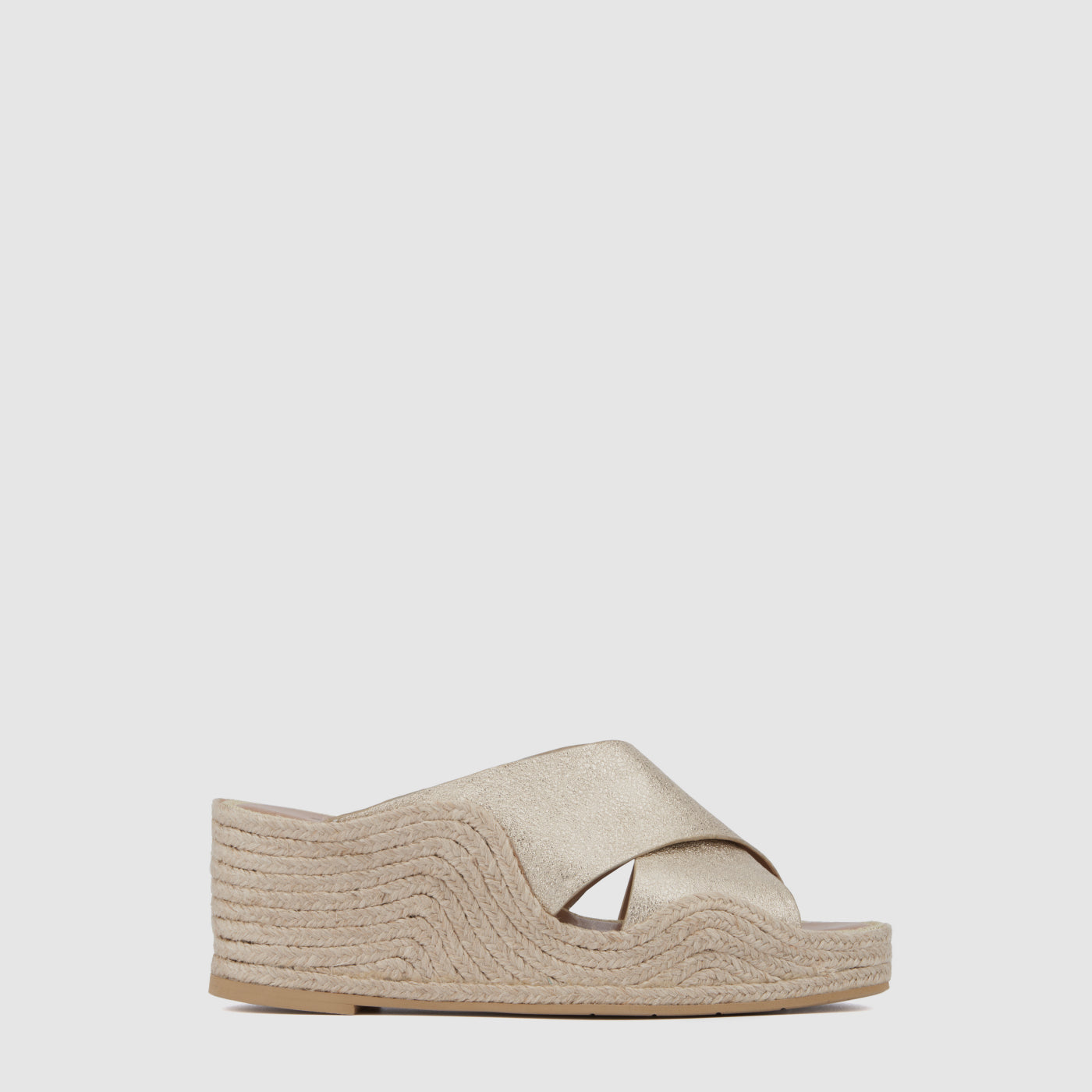 Marina espadrille wedge slide in platino leather