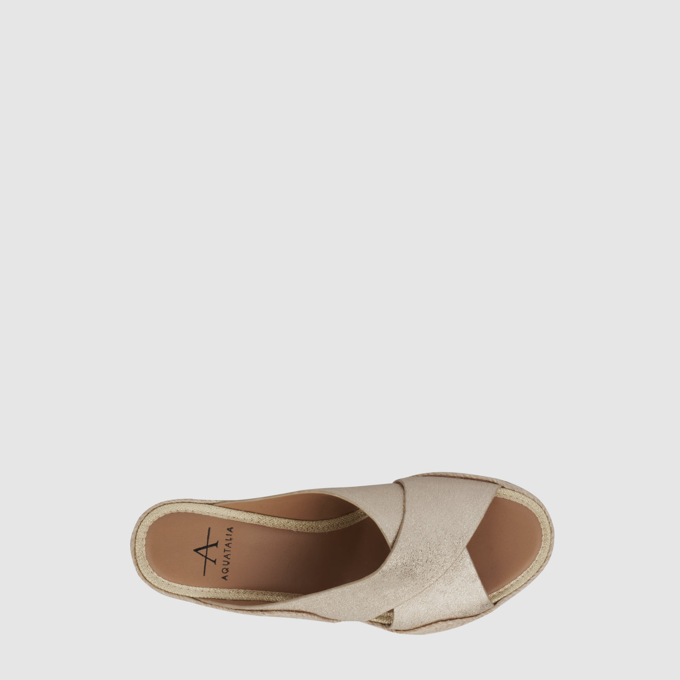 Marina espadrille wedge slide in platino leather, alternate view