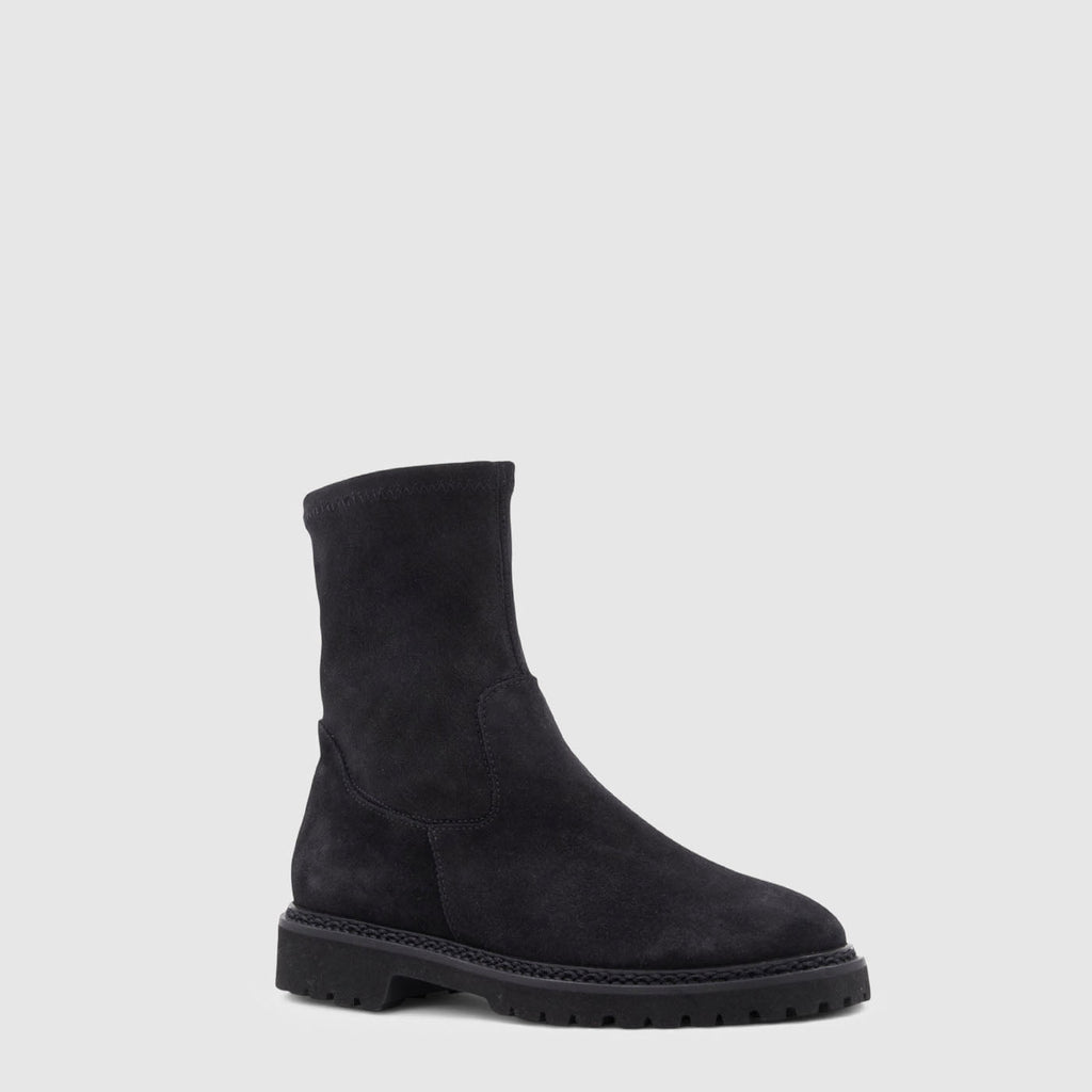 Maryann ankle boot in black suede on a lug sole, alternate view
