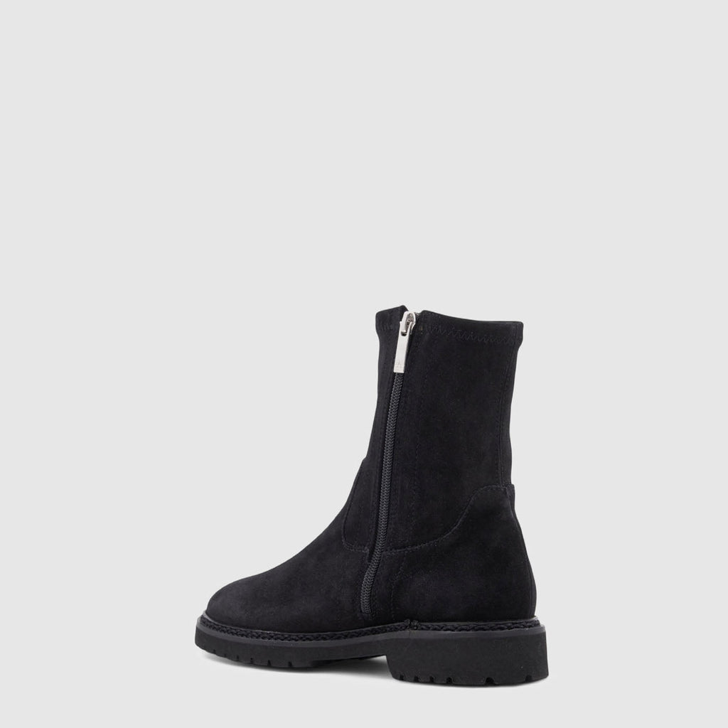 Maryann ankle boot in black suede on a lug sole, alternate view