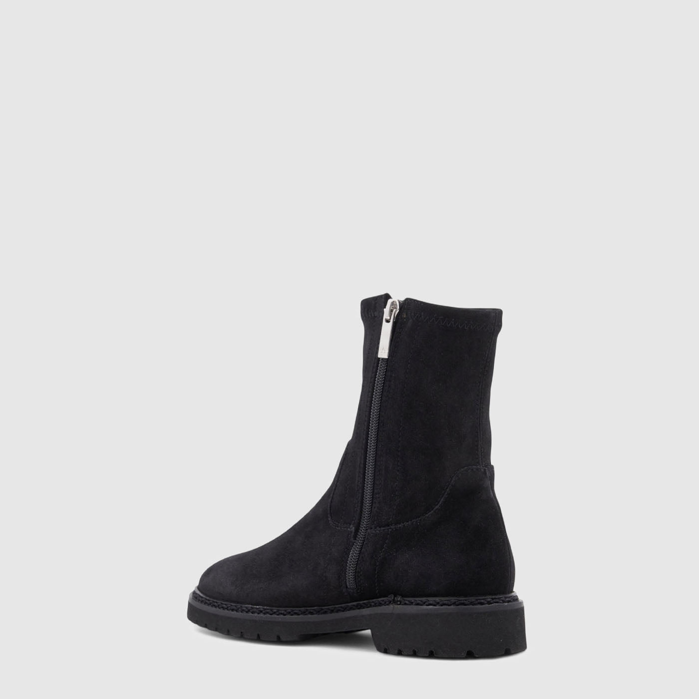Maryann ankle boot in black suede on a lug sole, alternate view
