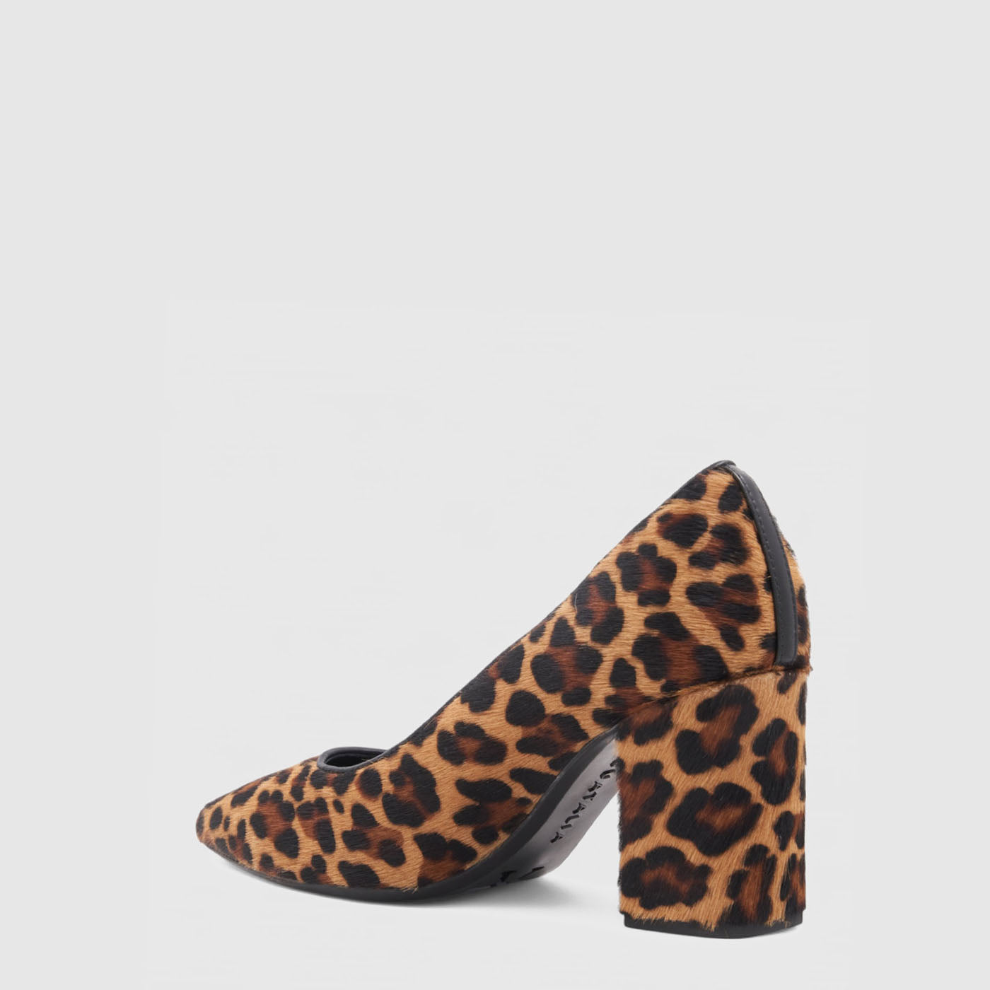 Peony pump in leopard haircalf with a covered heel, alternate view