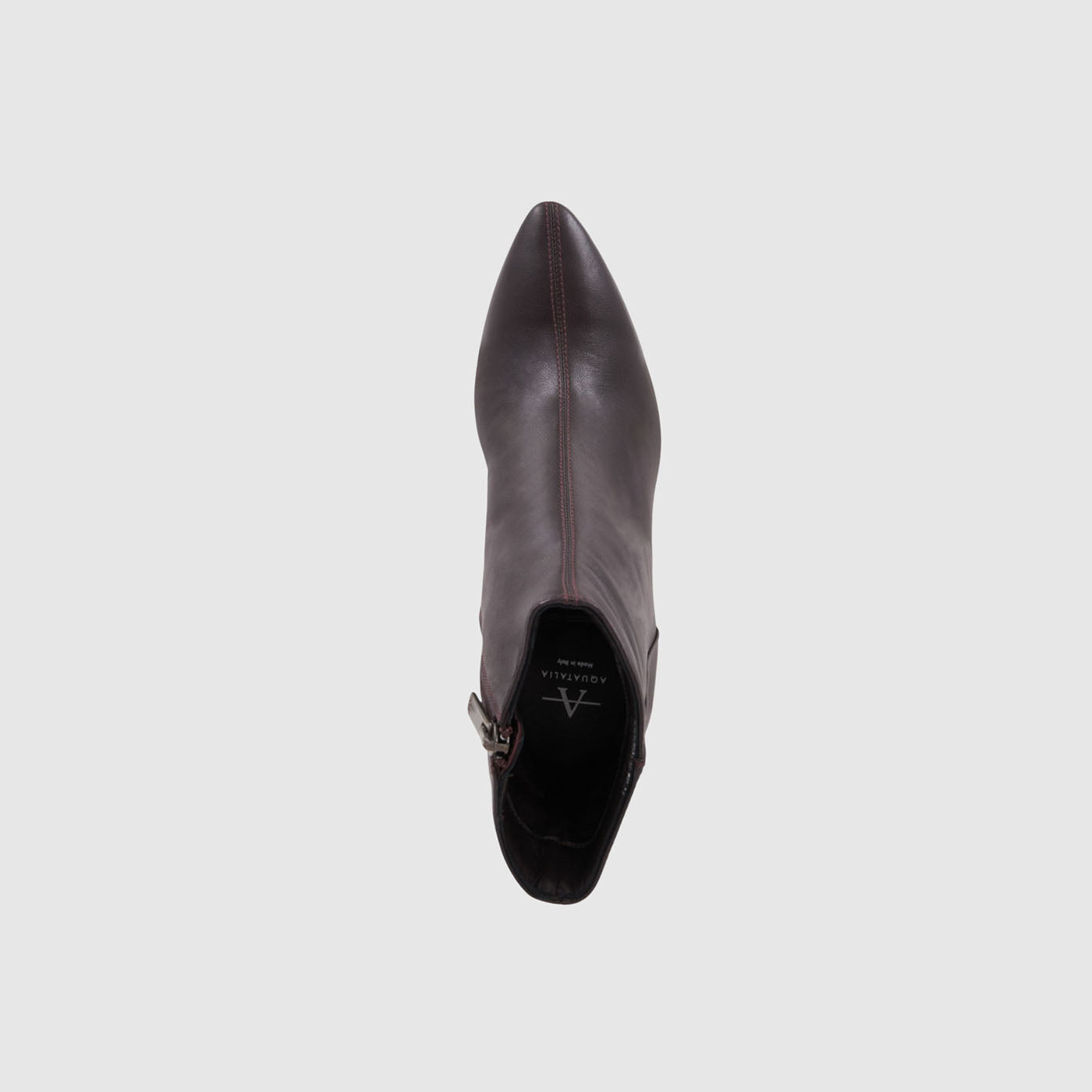 Pierra ankle boot in dark brown leather with a pointed toe, alternate view