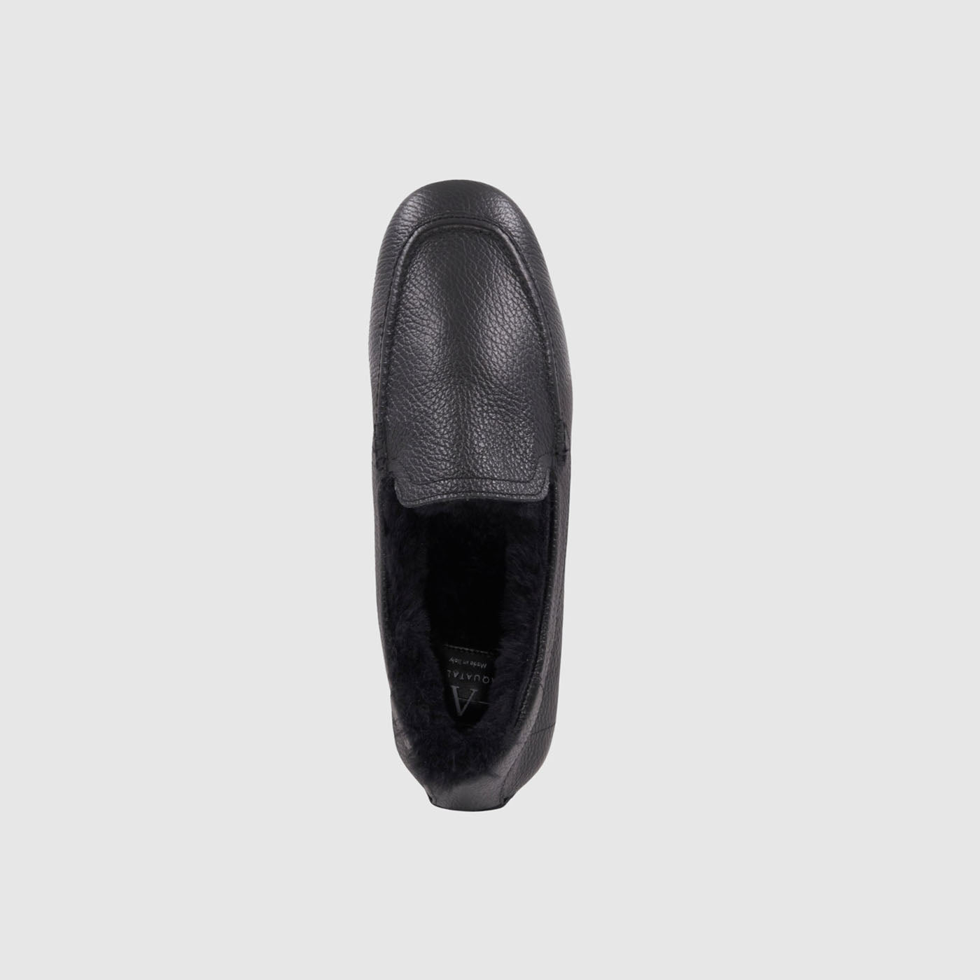 Qalista slipper loafer in black leather with faux shearling lining, alternate view