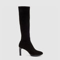 Rhumba knee high boot in black suede on a platform sole