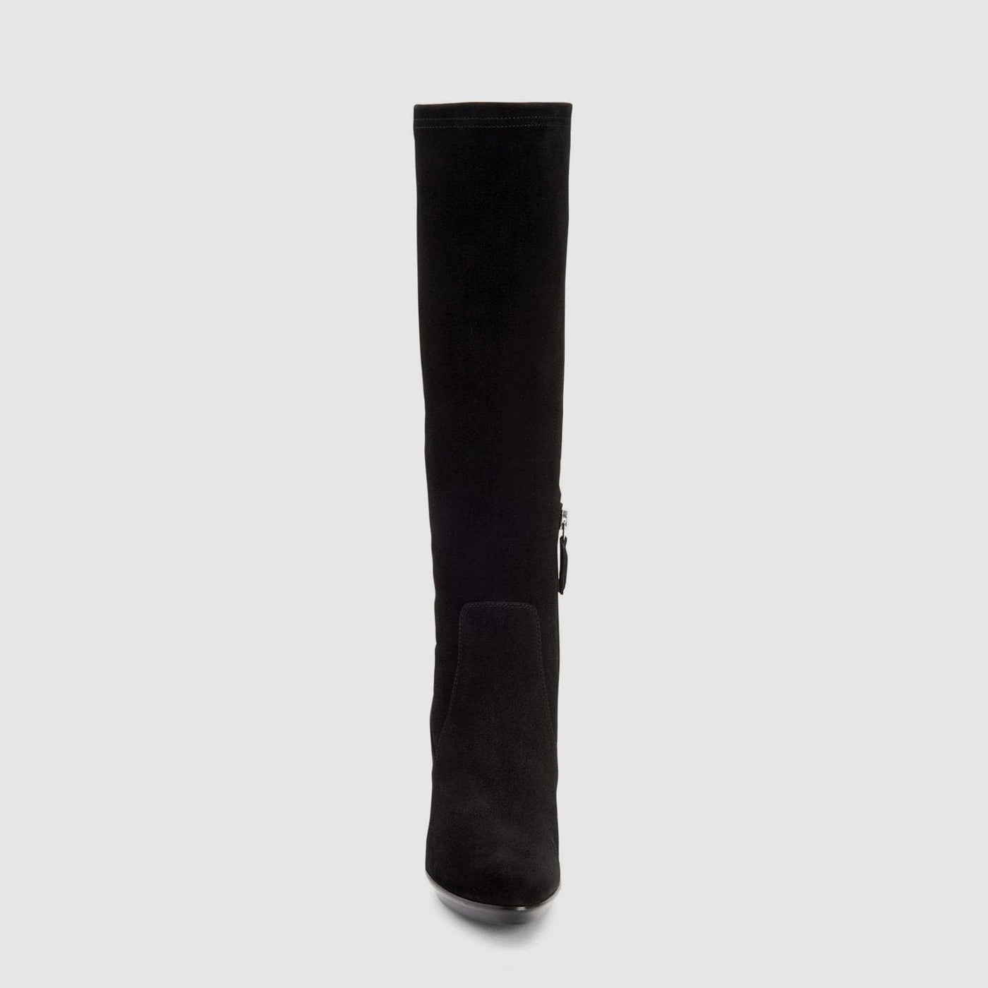 Rhumba knee high boot in black suede on a platform sole, alternate view