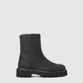 Eloise ankle boot in black suede on a lug sole