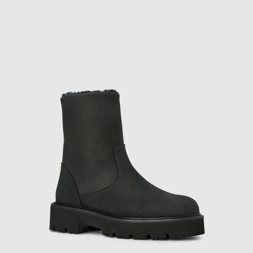 Eloise ankle boot in black suede on a lug sole, alternate view