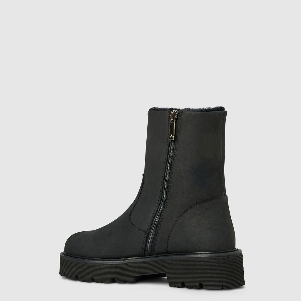 Eloise ankle boot in black suede on a lug sole, alternate view