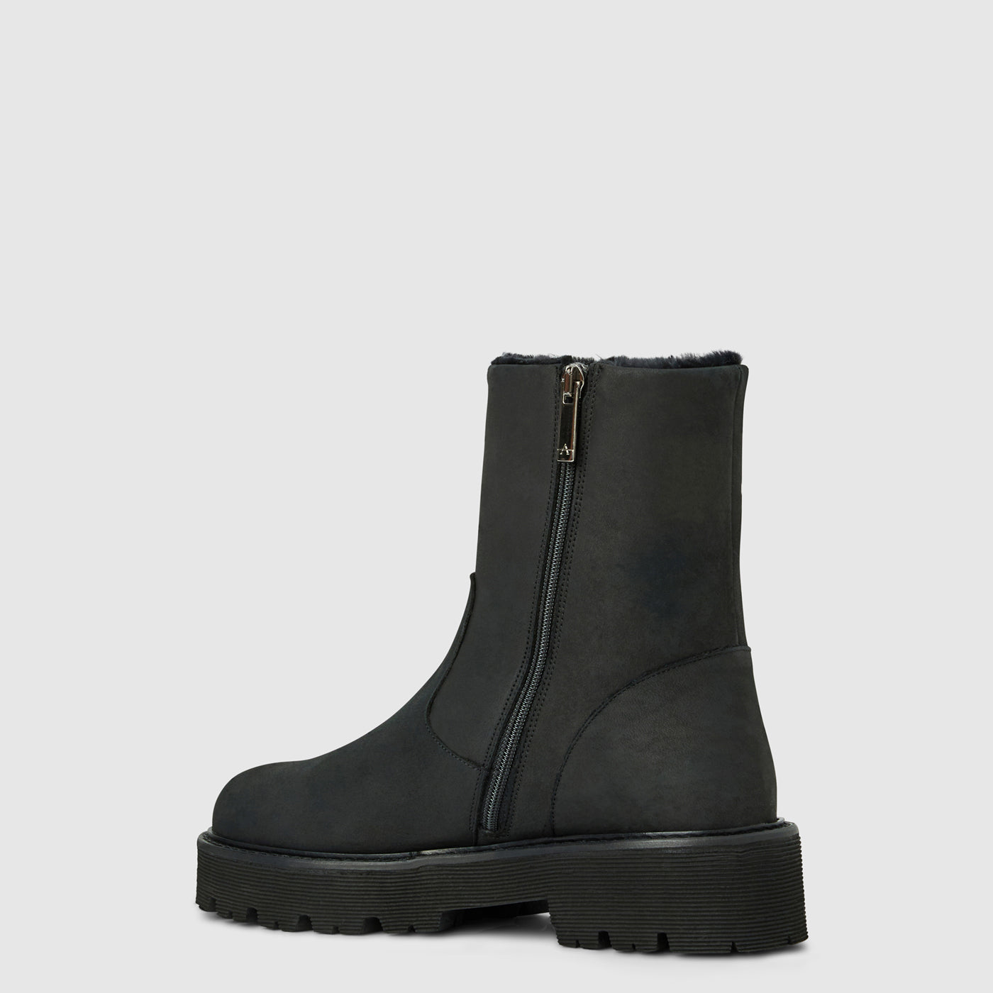 Eloise ankle boot in black suede on a lug sole, alternate view